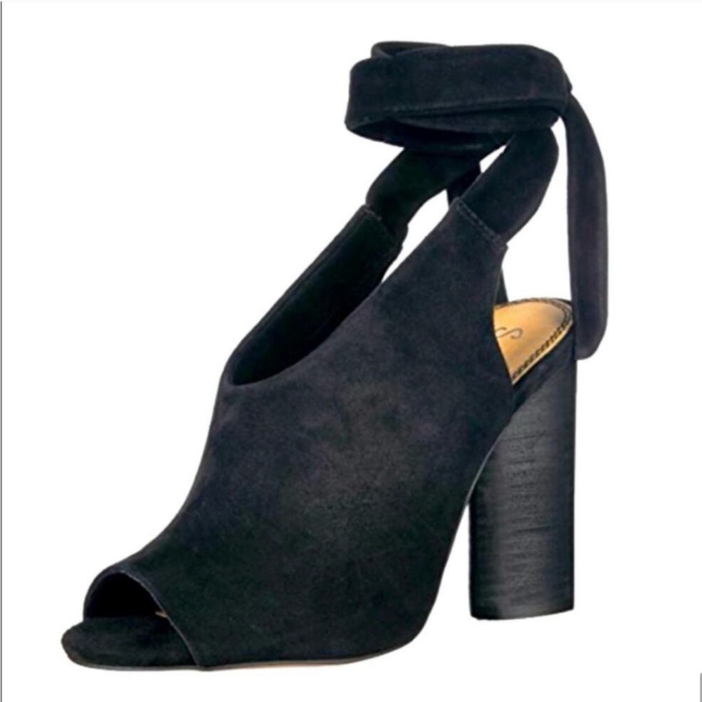 Splendid stacked heel ankle wrap sandal
